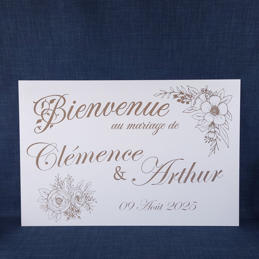 Panneau d’accueil mariage personnalisé – MDF blanc