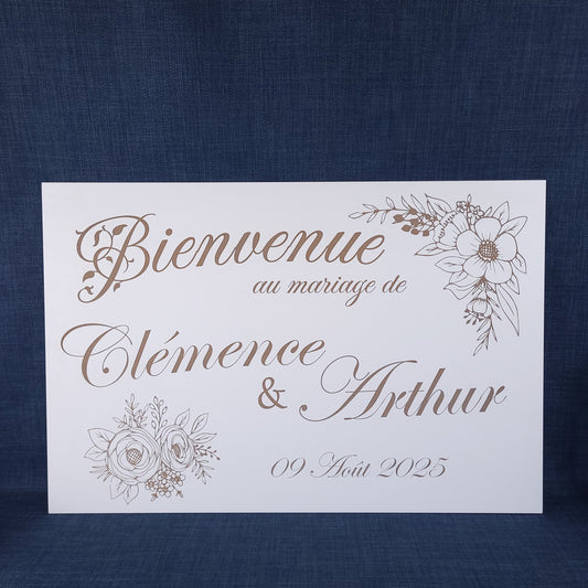 Panneau d’accueil mariage personnalisé – MDF blanc