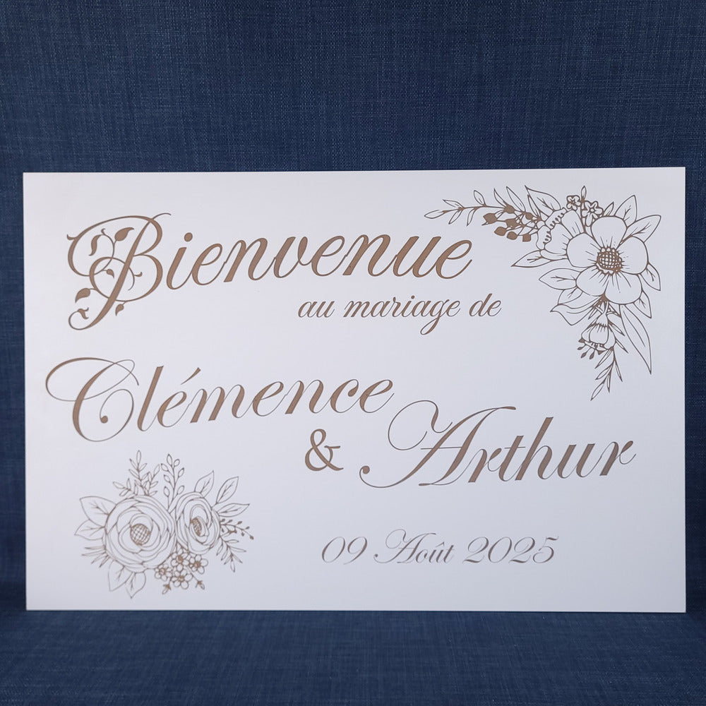 Panneau d’accueil mariage personnalisé – MDF blanc