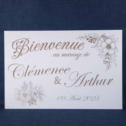 Panneau d’accueil mariage personnalisé – MDF blanc