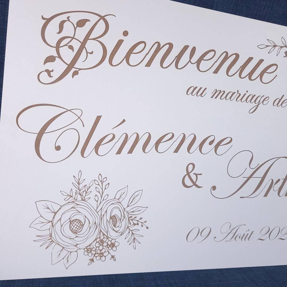 Panneau d’accueil mariage personnalisé – MDF blanc