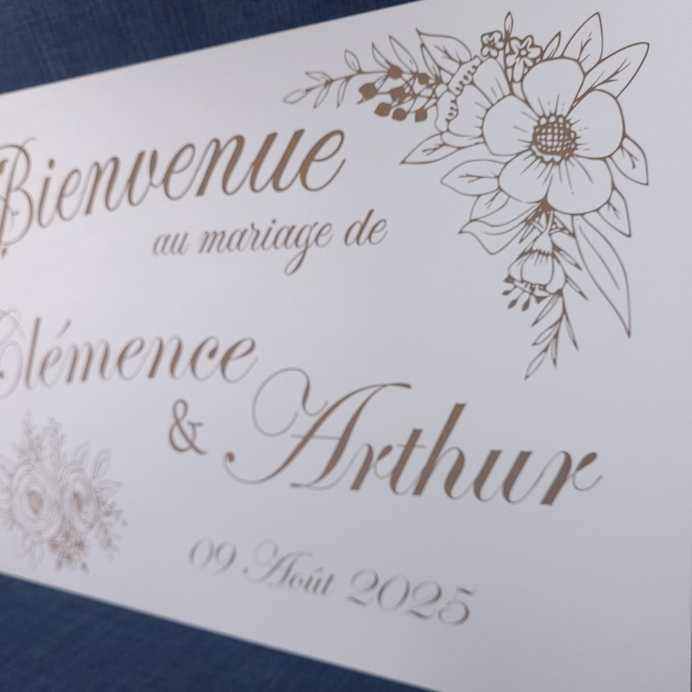 Panneau d’accueil mariage personnalisé – MDF blanc