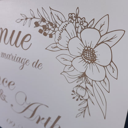 Panneau d’accueil mariage personnalisé – MDF blanc