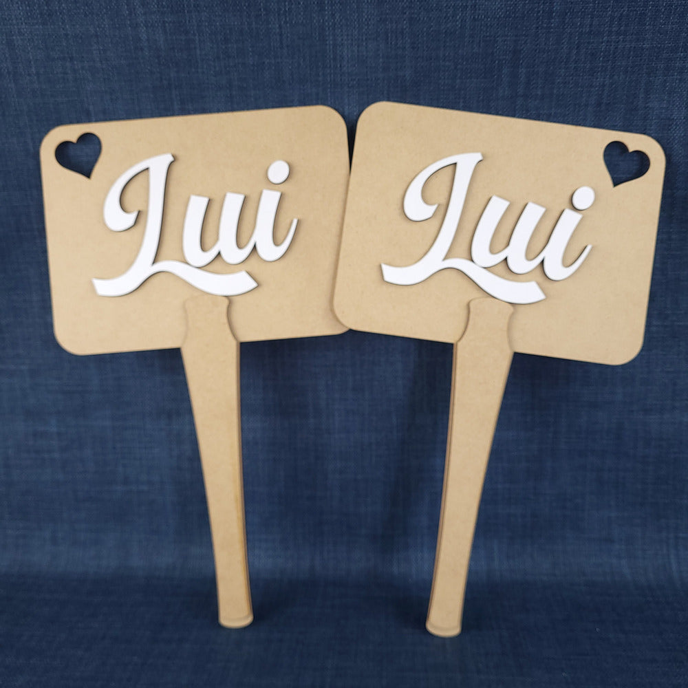 Pancartes de jeu mariage – Lot de 4 (Moi / Lui / Elle)