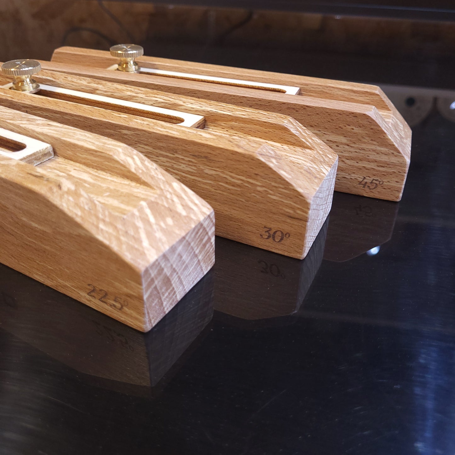 Lot de 3 gabarits Hêtre échauffé avec 6 angles + kit d'apprentissage en option