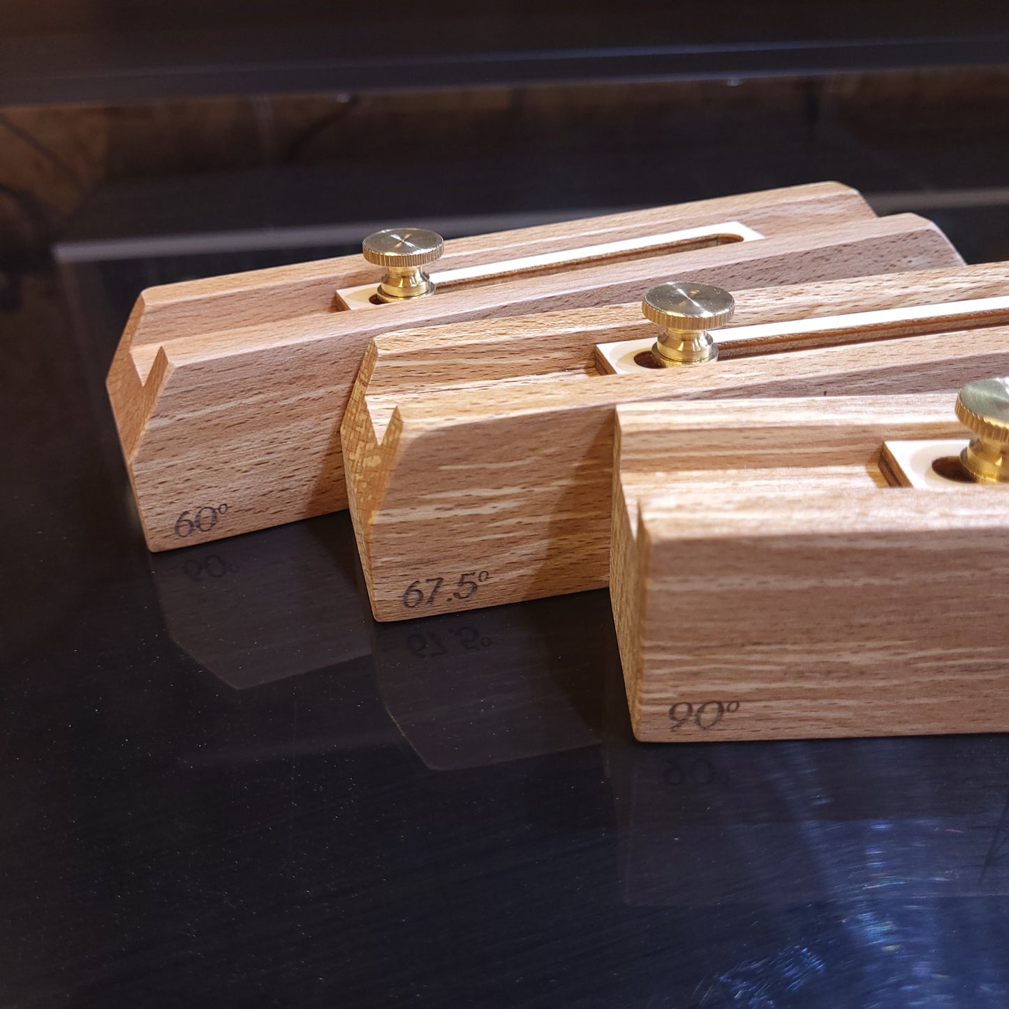 Lot de 3 gabarits Hêtre échauffé avec 6 angles + kit d'apprentissage en option