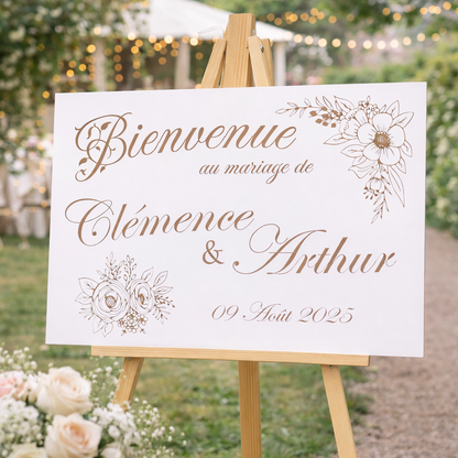Panneau d’accueil mariage personnalisé – MDF blanc
