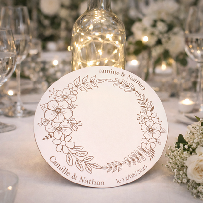 Centre de table mariage en MDF blanc – Floral personnalisé