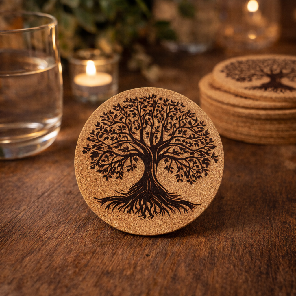 Lot de 6 sous-verres en liège – Arbre de Vie