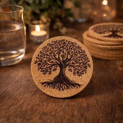 Lot de 6 sous-verres en liège – Arbre de Vie