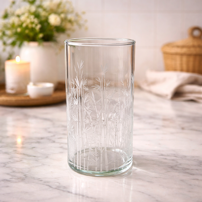 Vase en verre gravé – Motif Bambou