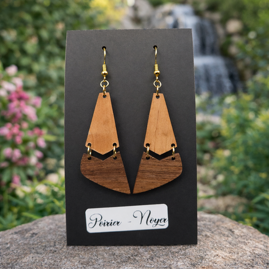 Boucles d’Oreilles Poirier et Noyer