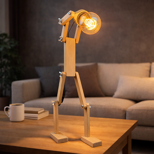 Lampe bonhomme en bois