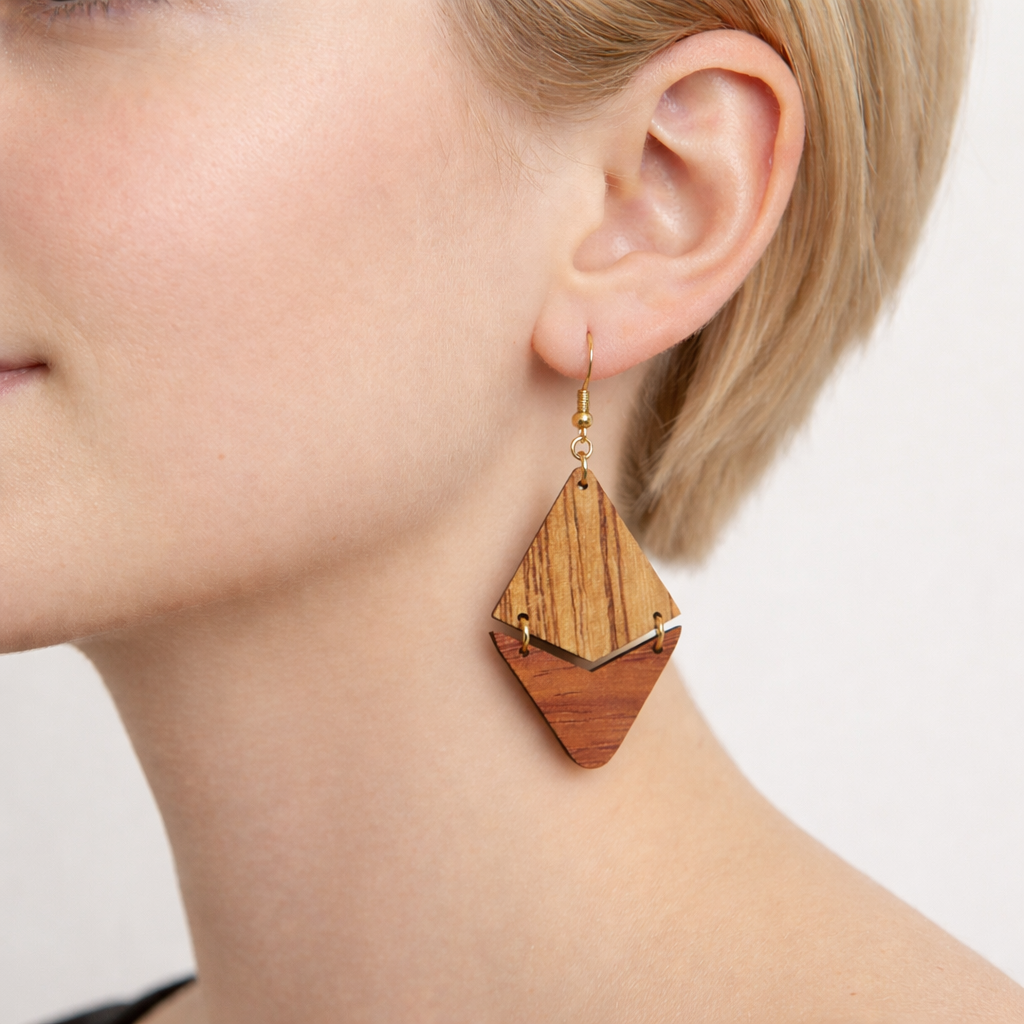 Boucles d’Oreilles Zebrano et Padouk