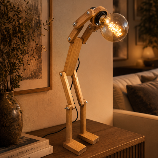 Lampe bonhomme en chêne