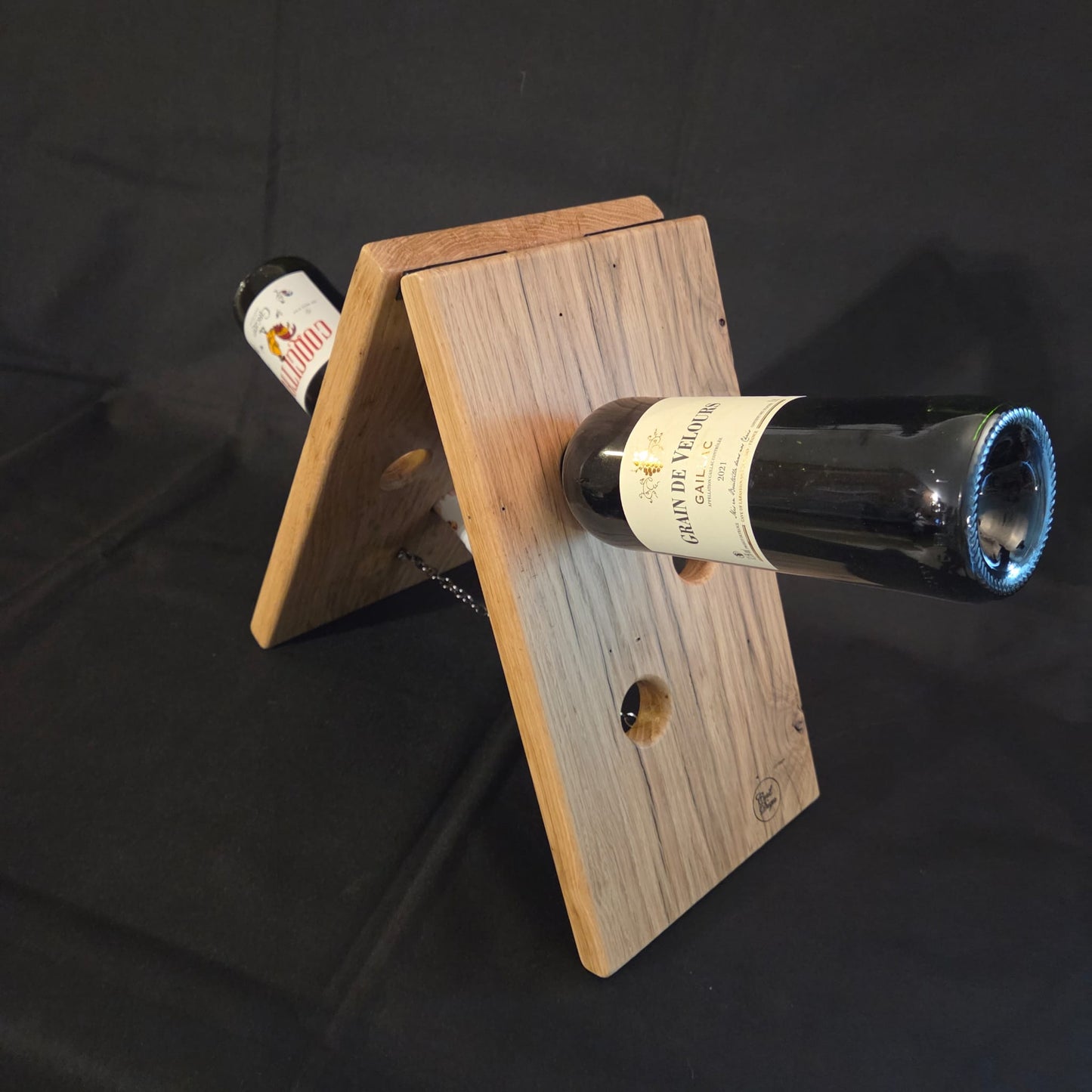 Support 6 bouteilles en chêne vieilli