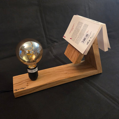 Support livre / lampe en chêne vieilli
