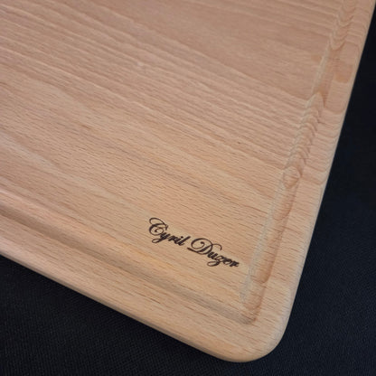 Planche à découper en Hêtre avec récupérateur de jus périphérique